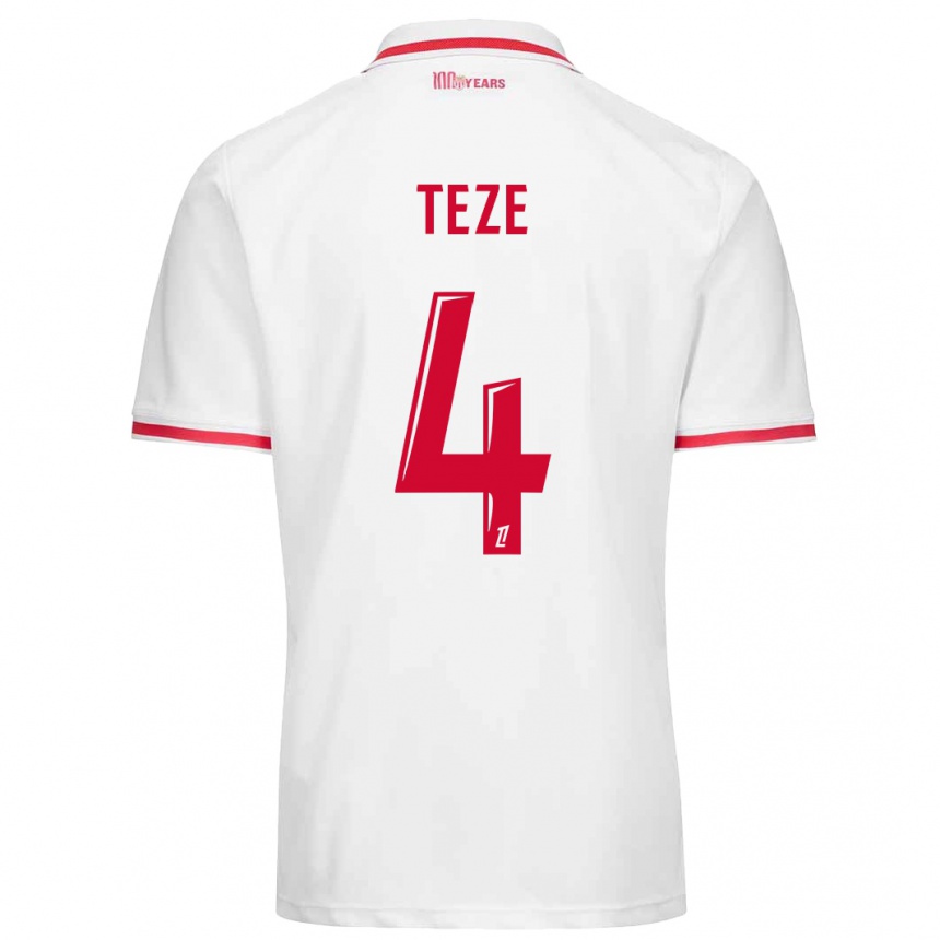 Kids Football Teze #4 White Red Home Jersey 2024/25 T-Shirt Za