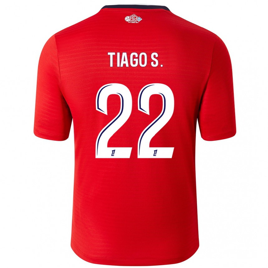 Kids Football Tiago Santos #22 Red White Home Jersey 2024/25 T-Shirt Za