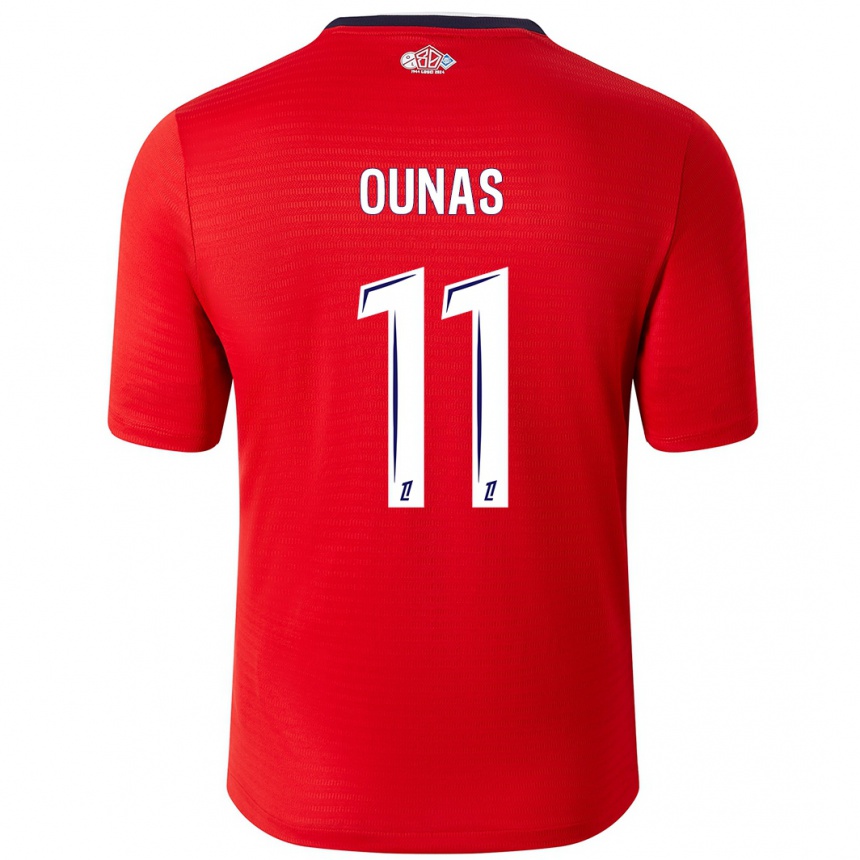 Kids Football Adam Ounas #11 Red White Home Jersey 2024/25 T-Shirt Za