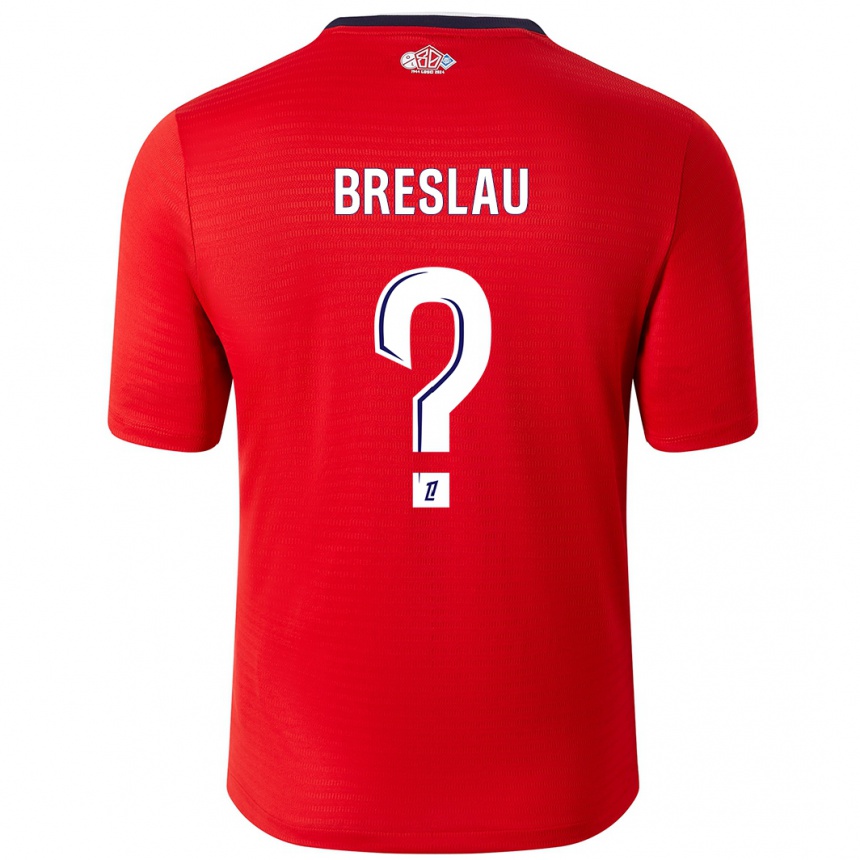 Kids Football Jessy Breslau #0 Red White Home Jersey 2024/25 T-Shirt Za