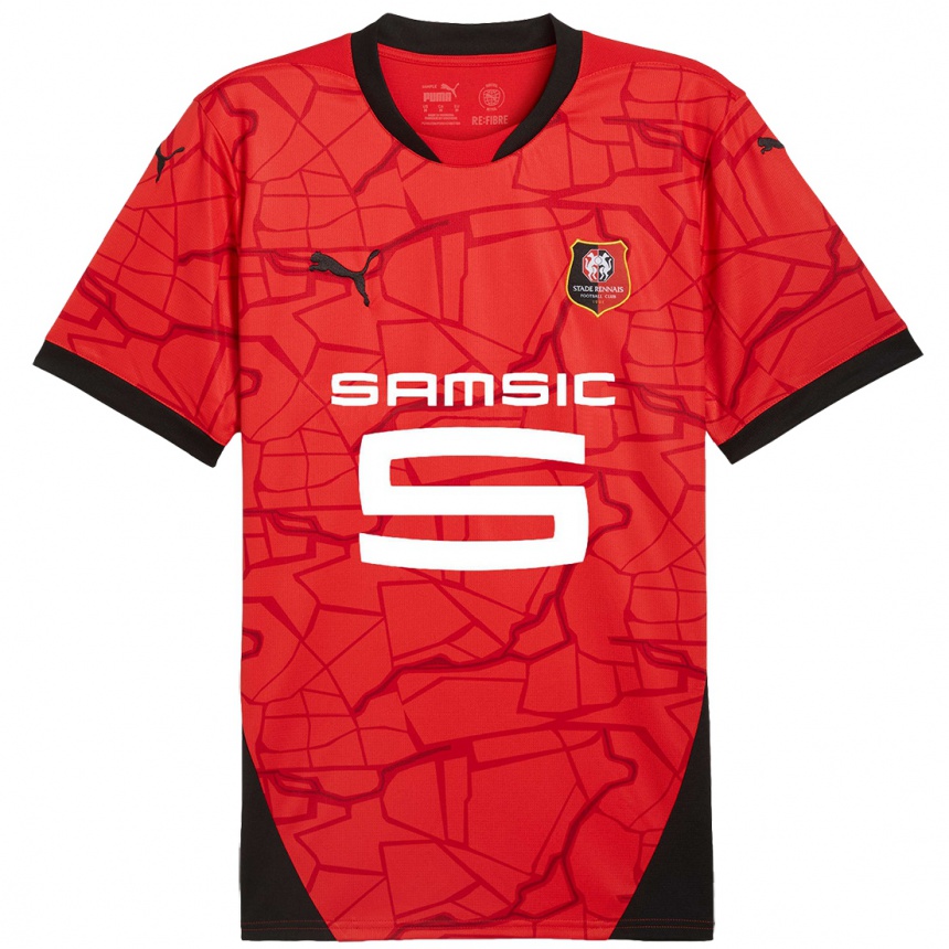 Kids Football Samuel Ledain #0 Red Black Home Jersey 2024/25 T-Shirt Za