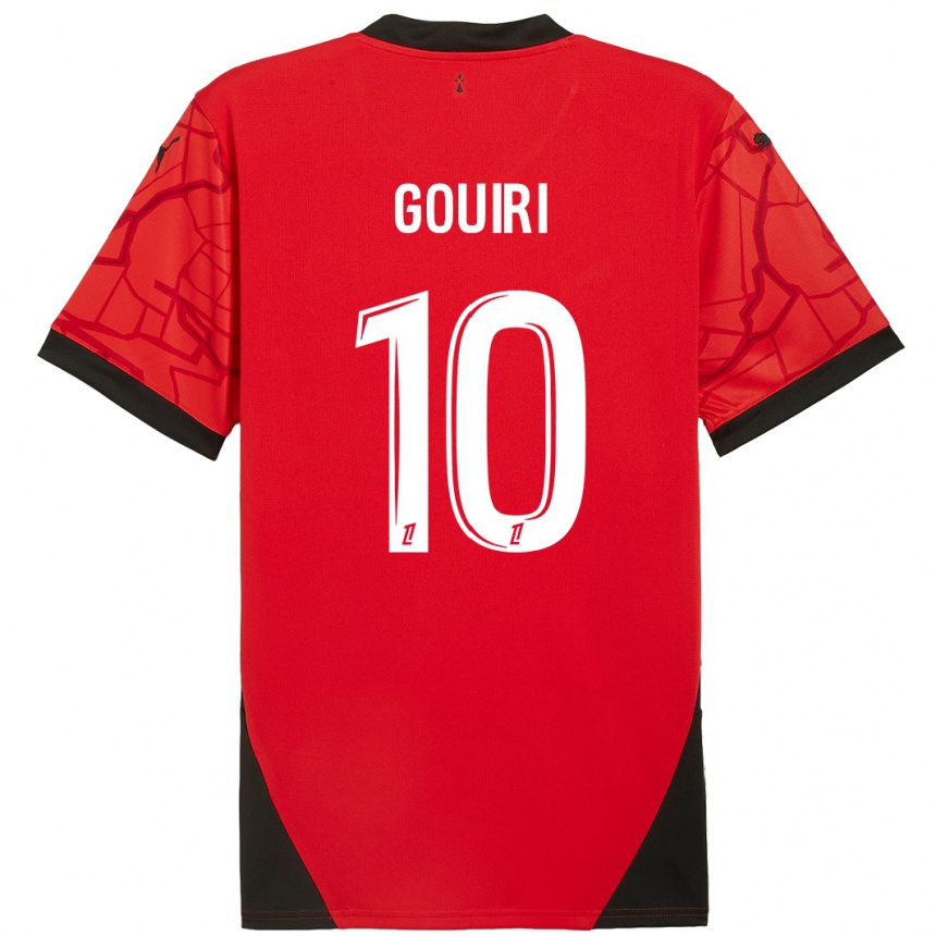 Kids Football Amine Gouiri #10 Red Black Home Jersey 2024/25 T-Shirt Za