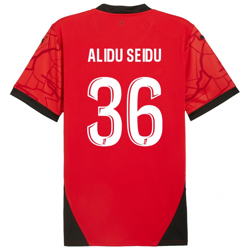 Kids Football Alidu Seidu #36 Red Black Home Jersey 2024/25 T-Shirt Za