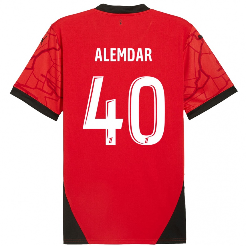 Kids Football Doğan Alemdar #40 Red Black Home Jersey 2024/25 T-Shirt Za