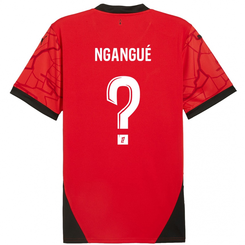 Kids Football Maurice Ngangué #0 Red Black Home Jersey 2024/25 T-Shirt Za