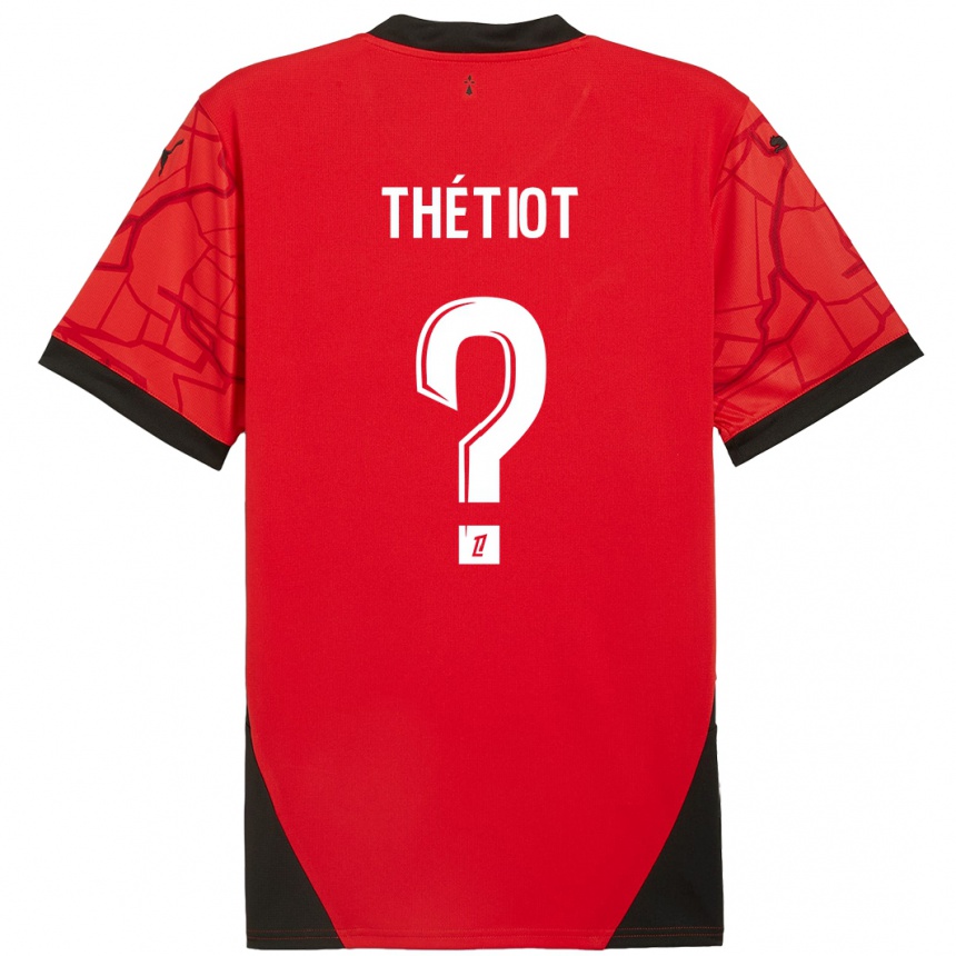 Kids Football Firmin Thétiot #0 Red Black Home Jersey 2024/25 T-Shirt Za