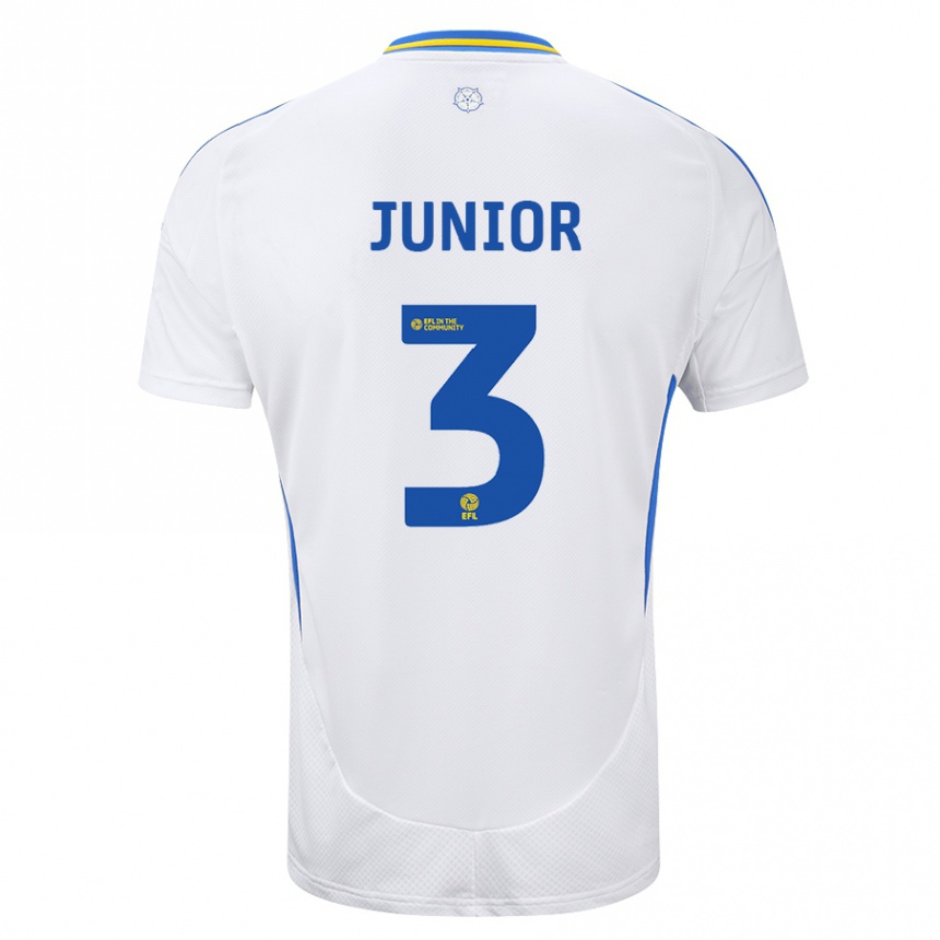 Kids Football Junior Firpo #3 White Blue Home Jersey 2024/25 T-Shirt Za