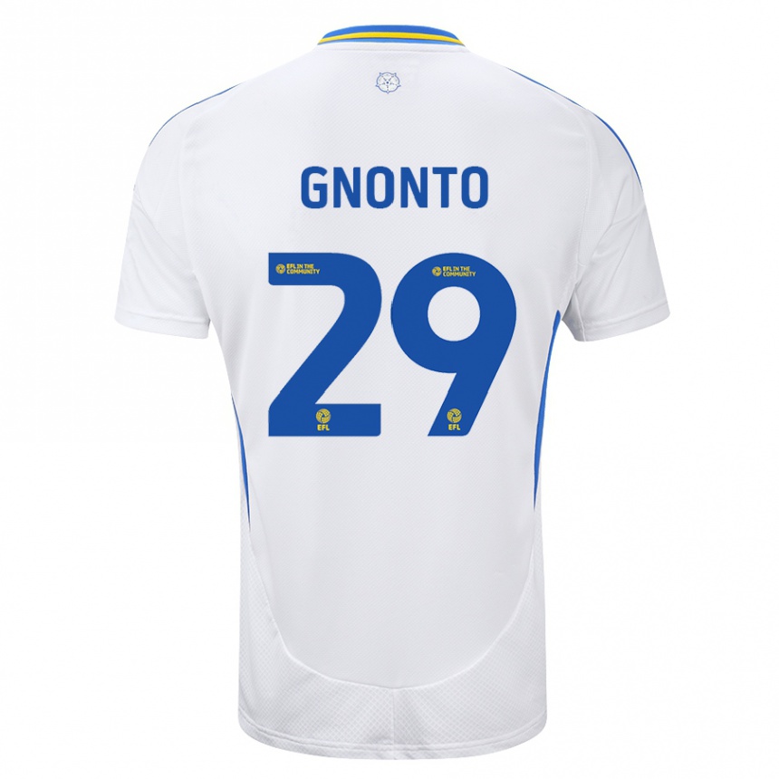 Kids Football Wilfried Gnonto #29 White Blue Home Jersey 2024/25 T-Shirt Za