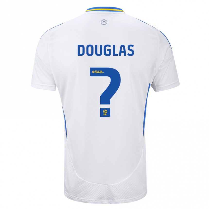 Kids Football Connor Douglas #0 White Blue Home Jersey 2024/25 T-Shirt Za