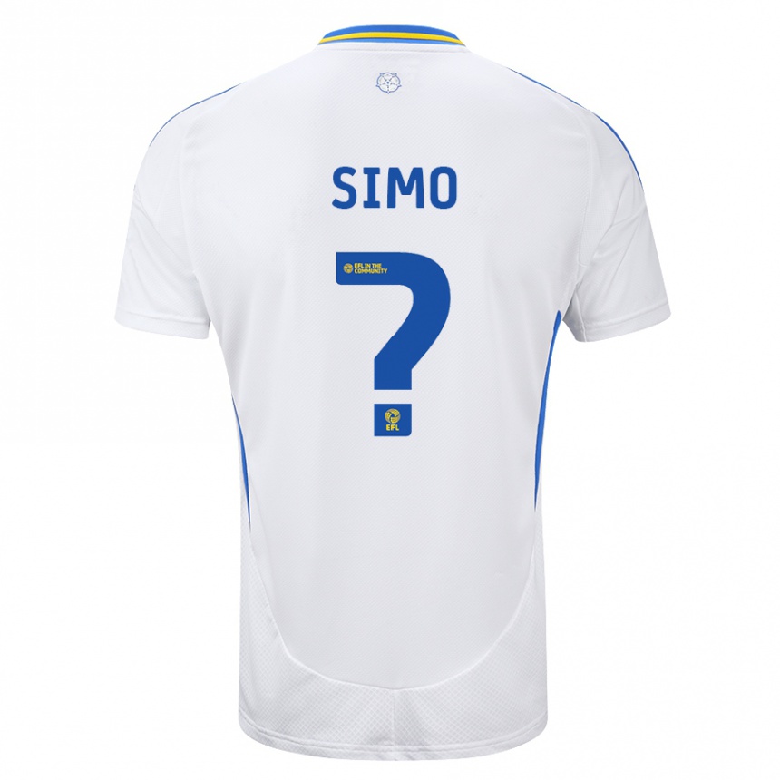 Kids Football Elton Simo #0 White Blue Home Jersey 2024/25 T-Shirt Za