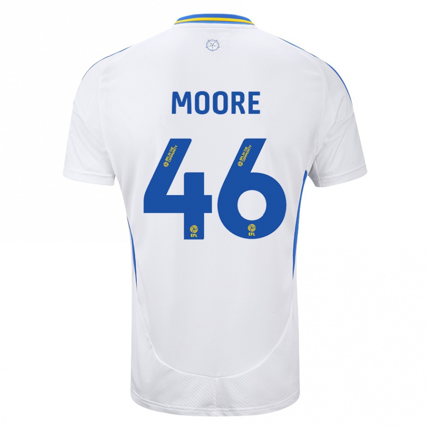 Kids Football Kris Moore #46 White Blue Home Jersey 2024/25 T-Shirt Za