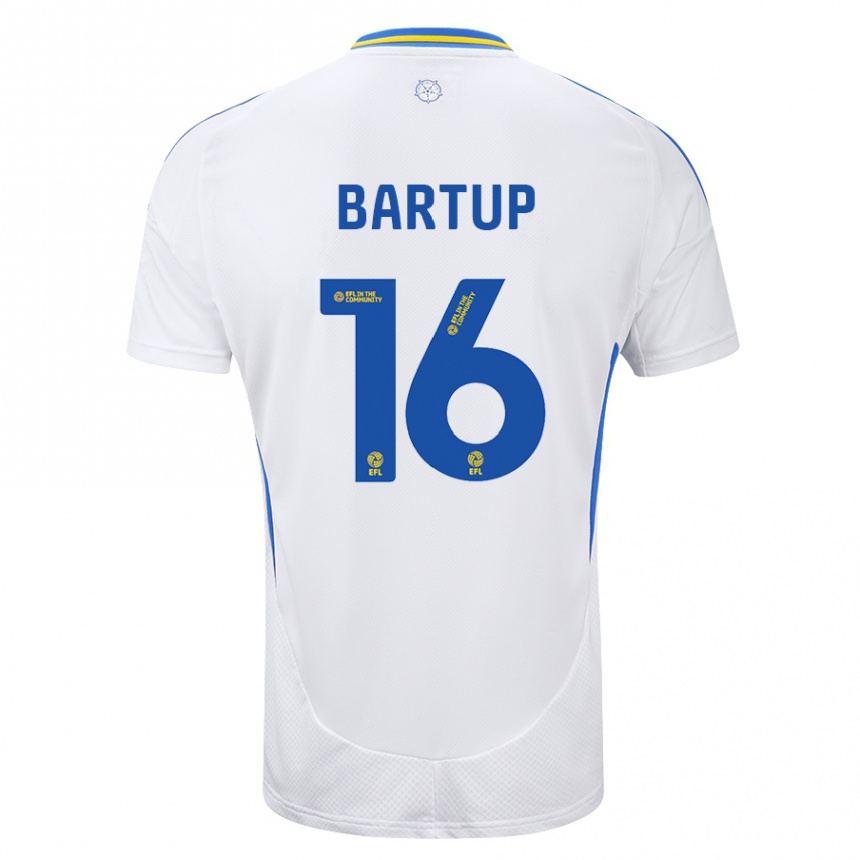 Kids Football Laura Bartup #16 White Blue Home Jersey 2024/25 T-Shirt Za