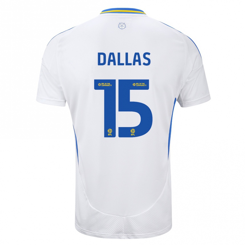 Kids Football Stuart Dallas #15 White Blue Home Jersey 2024/25 T-Shirt Za