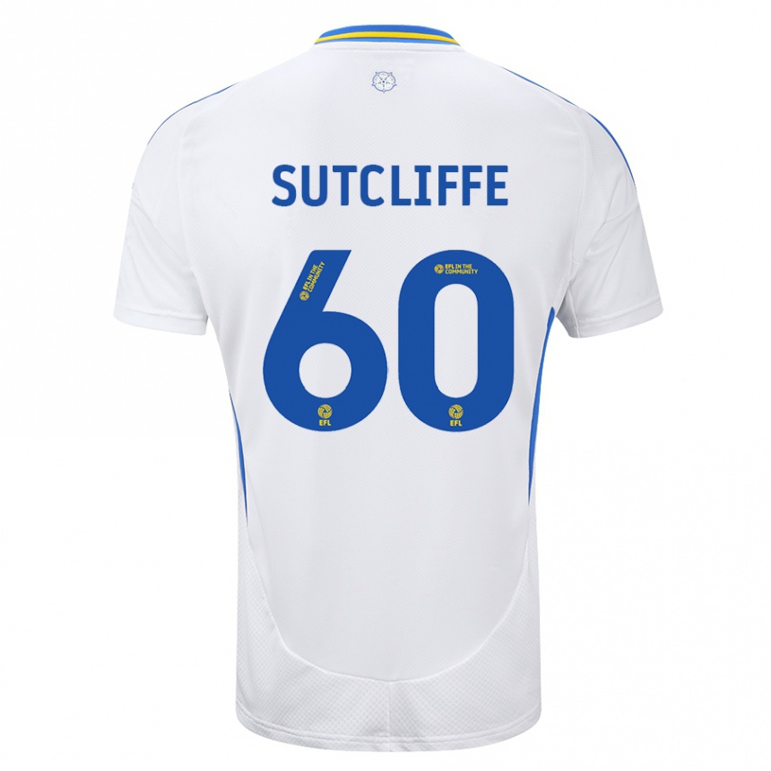 Kids Football Harvey Sutcliffe #60 White Blue Home Jersey 2024/25 T-Shirt Za