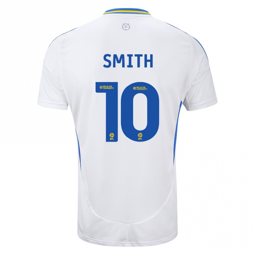 Kids Football Kathryn Smith #10 White Blue Home Jersey 2024/25 T-Shirt Za