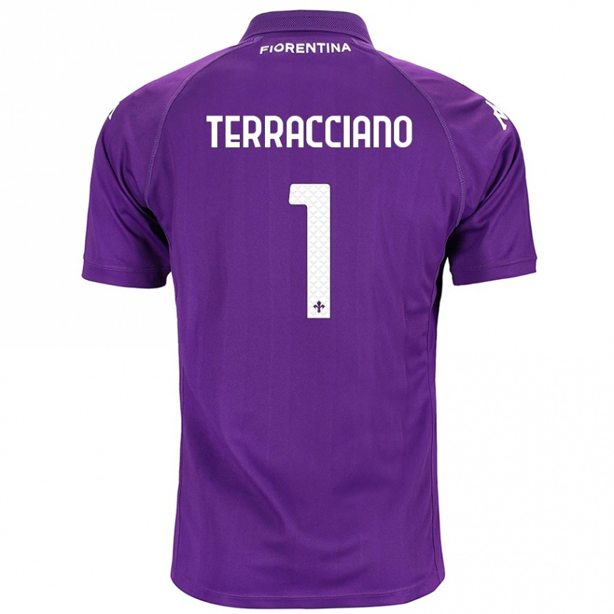 Kids Football Pietro Terracciano #1 Purple Home Jersey 2024/25 T-Shirt Za