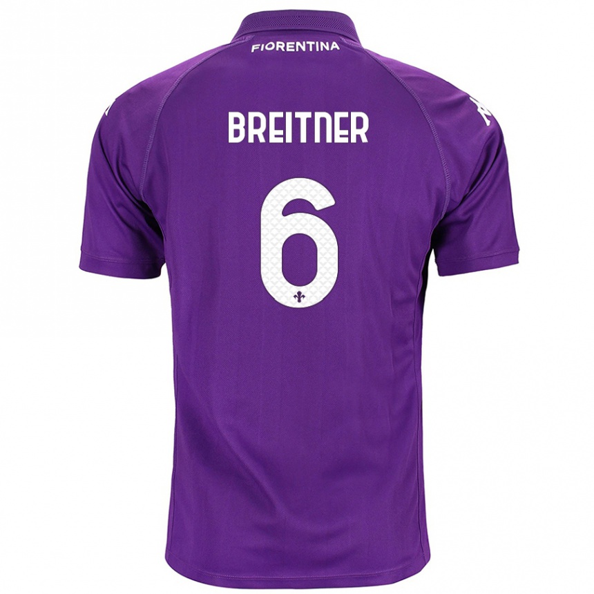 Kids Football Stephanie Breitner #6 Purple Home Jersey 2024/25 T-Shirt Za