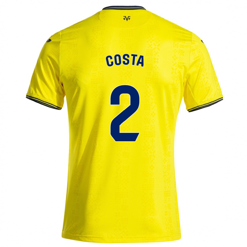 Kids Football Logan Costa #2 Yellow Black Home Jersey 2024/25 T-Shirt Za