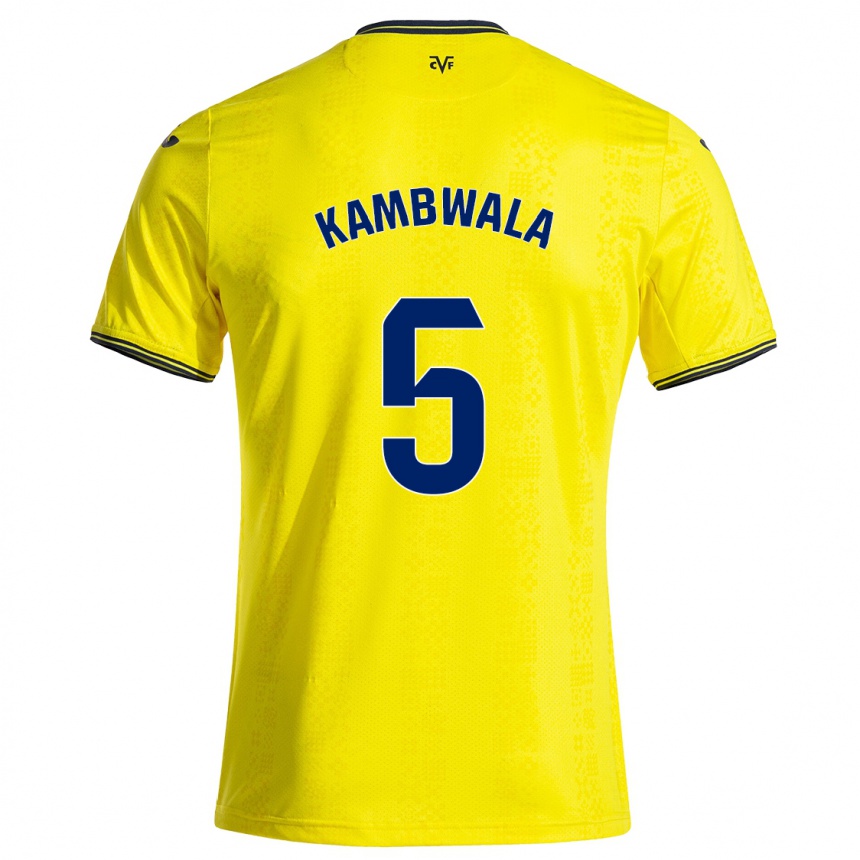 Kids Football Willy Kambwala #5 Yellow Black Home Jersey 2024/25 T-Shirt Za