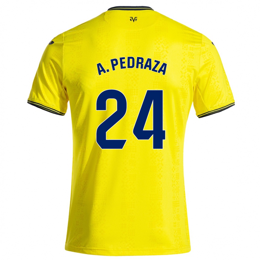 Kids Football Alfonso Pedraza #24 Yellow Black Home Jersey 2024/25 T-Shirt Za