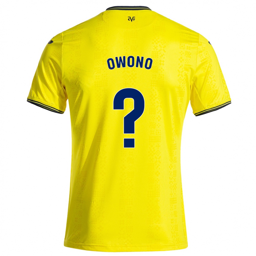 Kids Football Roberto Owono #0 Yellow Black Home Jersey 2024/25 T-Shirt Za