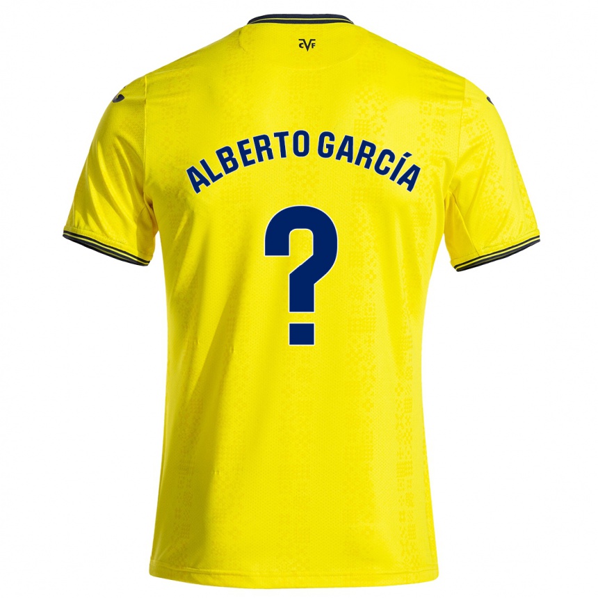 Kids Football Alberto García #0 Yellow Black Home Jersey 2024/25 T-Shirt Za