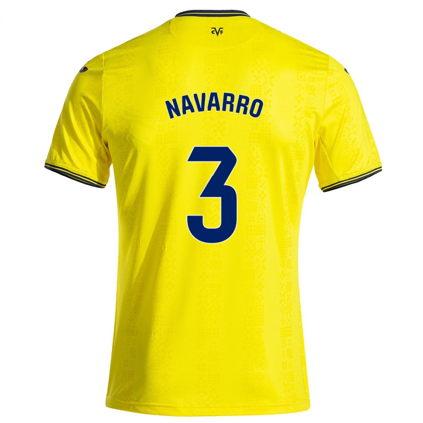 Kids Football Pablo Navarro #3 Yellow Black Home Jersey 2024/25 T-Shirt Za