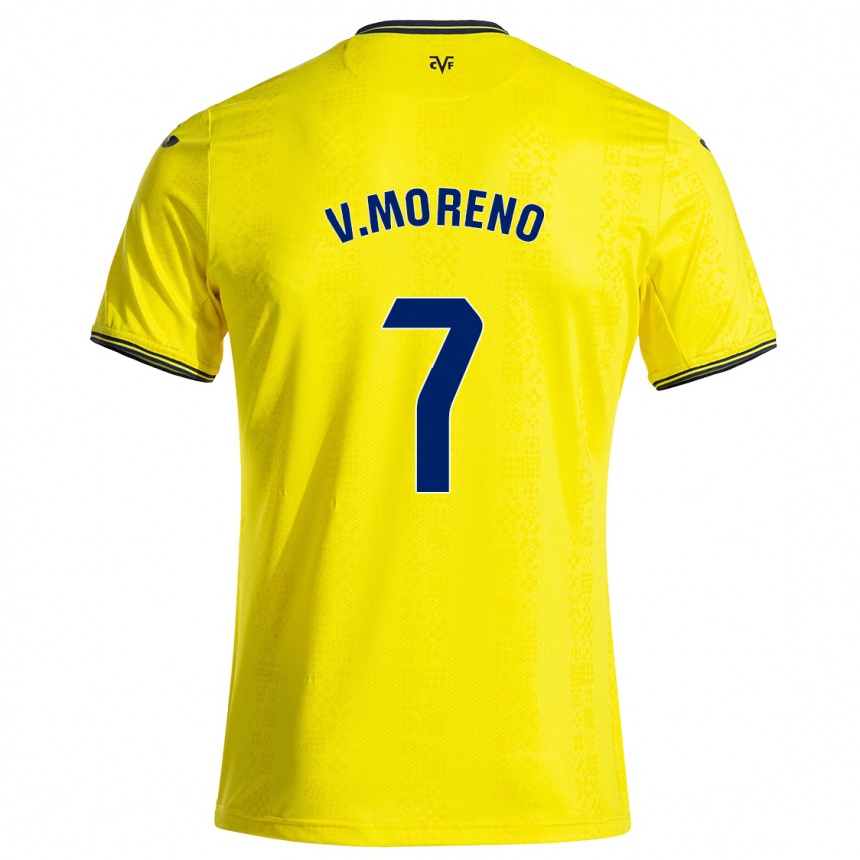 Kids Football Víctor Moreno #7 Yellow Black Home Jersey 2024/25 T-Shirt Za