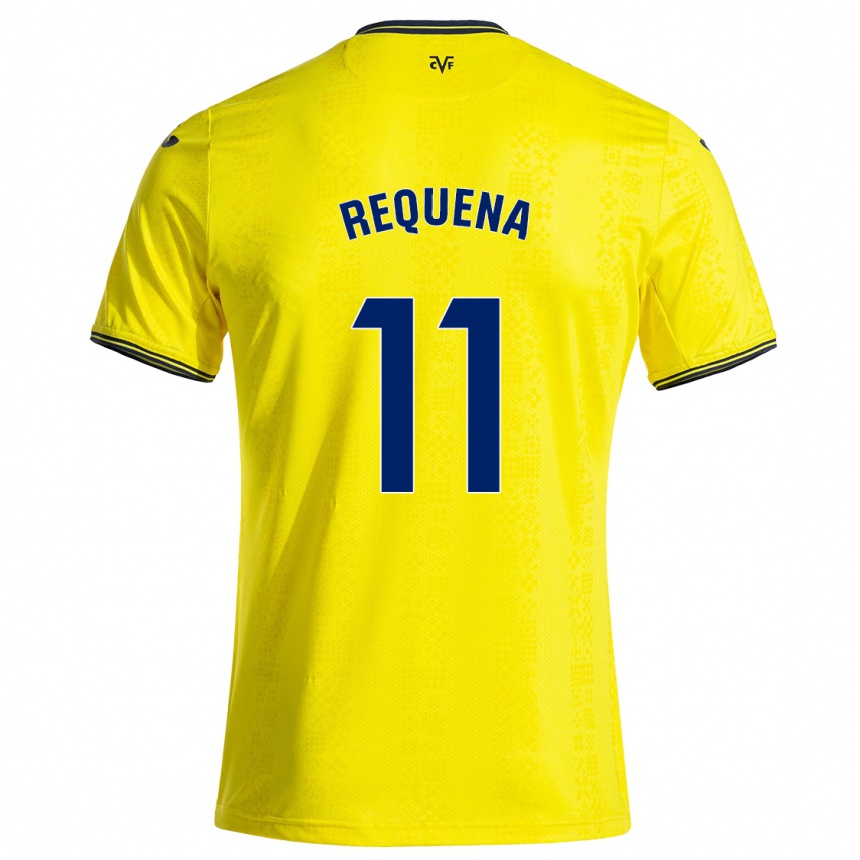 Kids Football Dani Requena #11 Yellow Black Home Jersey 2024/25 T-Shirt Za