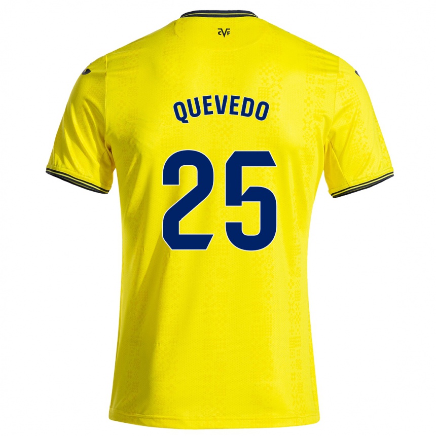 Kids Football Alex Quevedo #25 Yellow Black Home Jersey 2024/25 T-Shirt Za