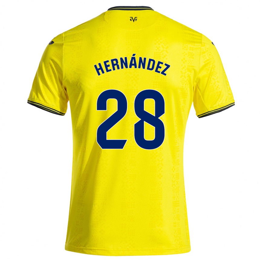 Kids Football Gerard Hernández #28 Yellow Black Home Jersey 2024/25 T-Shirt Za