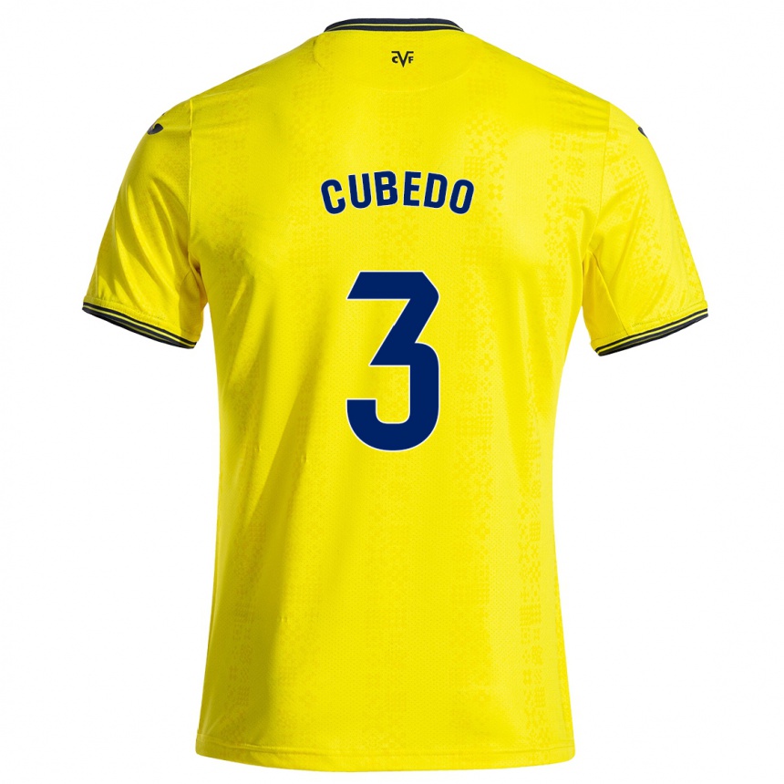 Kids Football Cristina Cubedo #3 Yellow Black Home Jersey 2024/25 T-Shirt Za