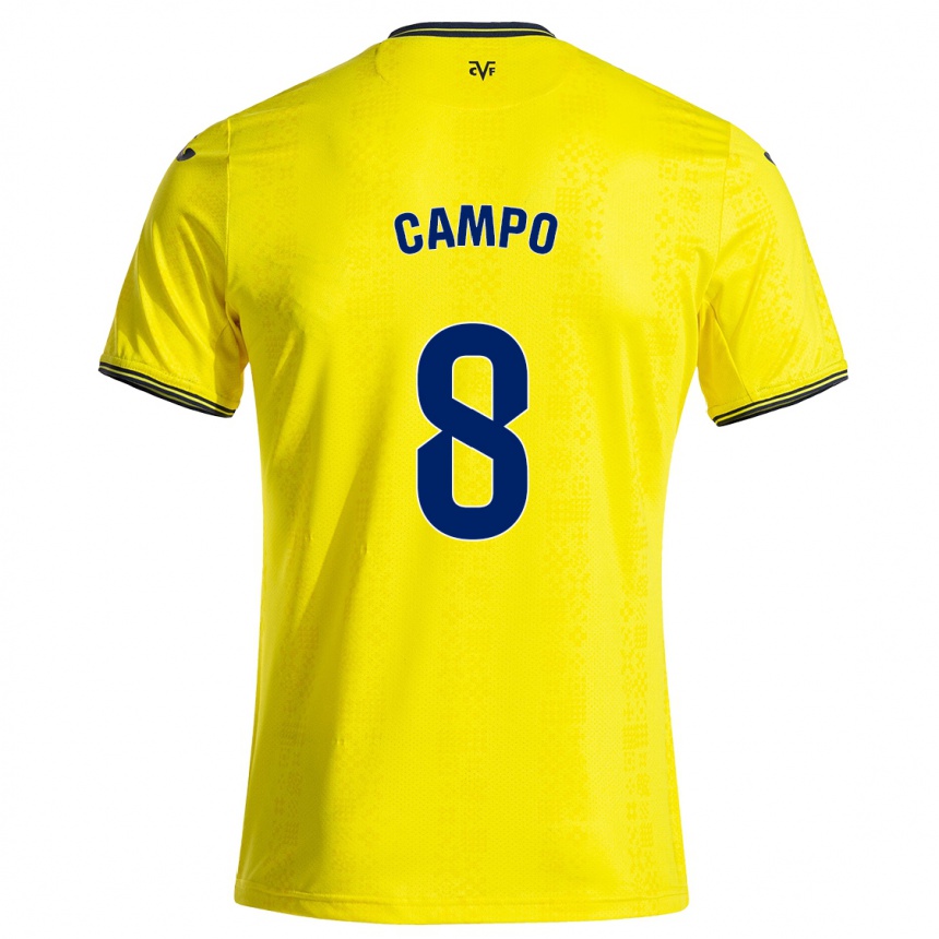 Kids Football Ainoa Campo #8 Yellow Black Home Jersey 2024/25 T-Shirt Za