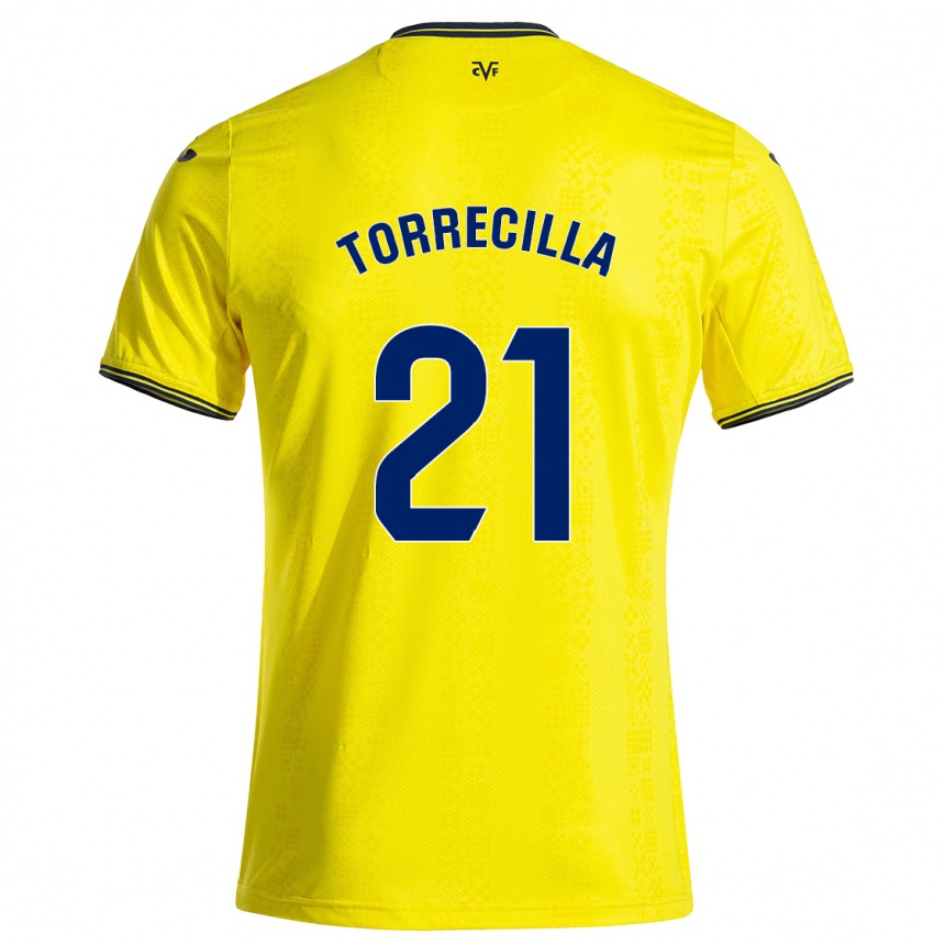 Kids Football Virginia Torrecilla #21 Yellow Black Home Jersey 2024/25 T-Shirt Za