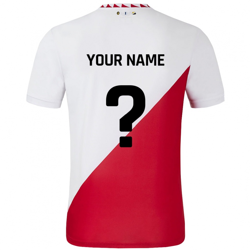 Kids Football Your Name #0 White Red Home Jersey 2024/25 T-Shirt Za