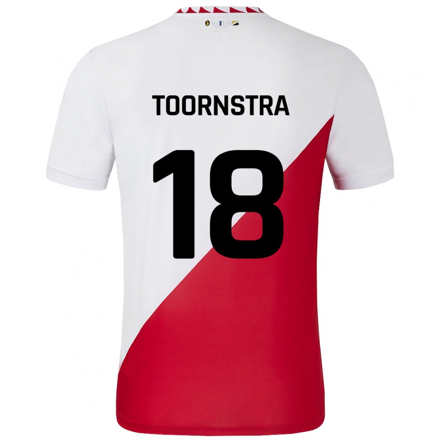 Kids Football Jens Toornstra #18 White Red Home Jersey 2024/25 T-Shirt Za