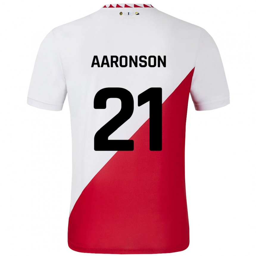 Kids Football Paxten Aaronson #21 White Red Home Jersey 2024/25 T-Shirt Za