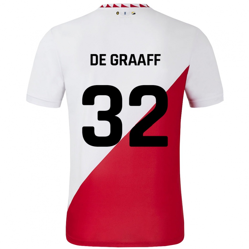 Kids Football Tom De Graaff #32 White Red Home Jersey 2024/25 T-Shirt Za