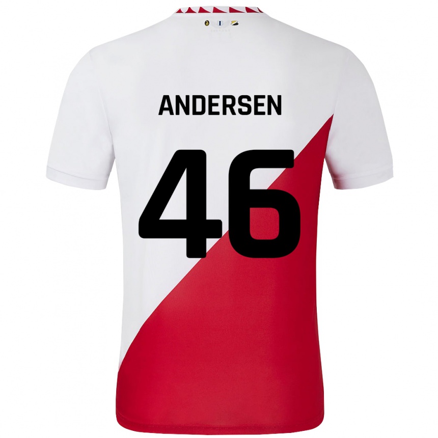 Kids Football Silas Andersen #46 White Red Home Jersey 2024/25 T-Shirt Za