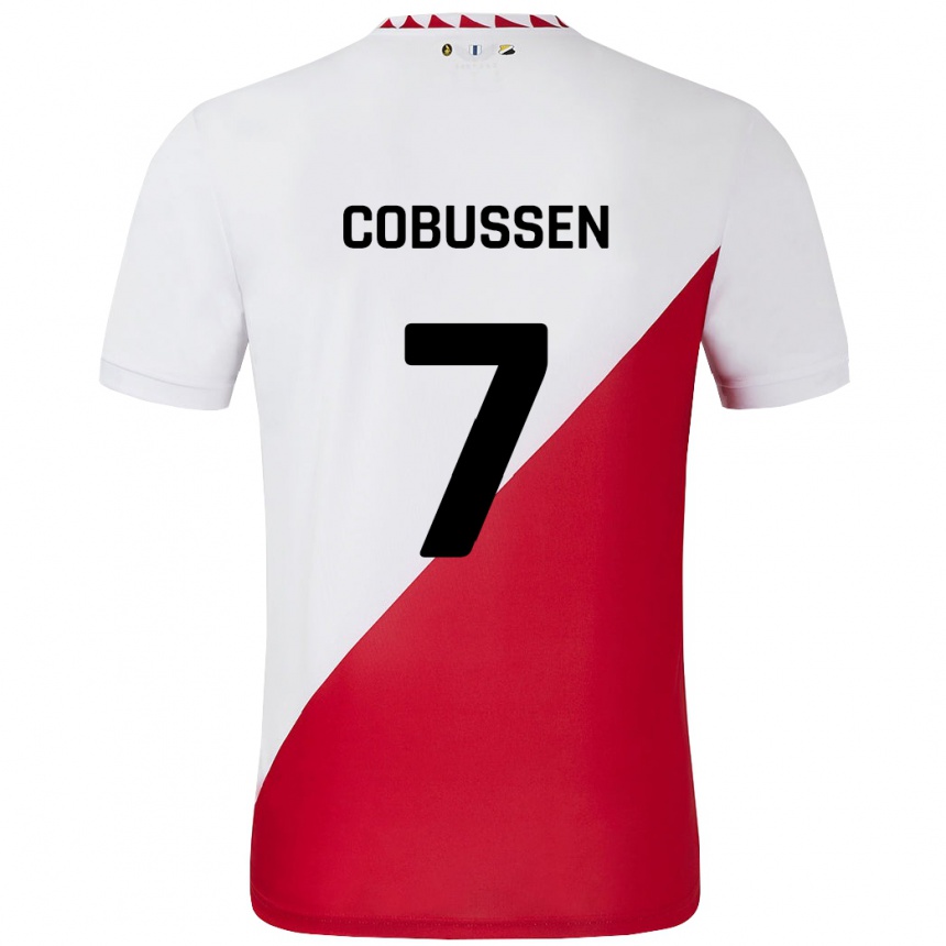 Kids Football Sophie Cobussen #7 White Red Home Jersey 2024/25 T-Shirt Za