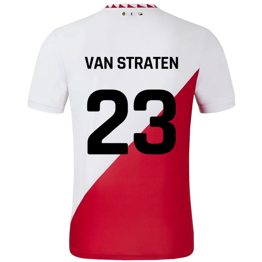 Kids Football Dieke Van Straten #23 White Red Home Jersey 2024/25 T-Shirt Za