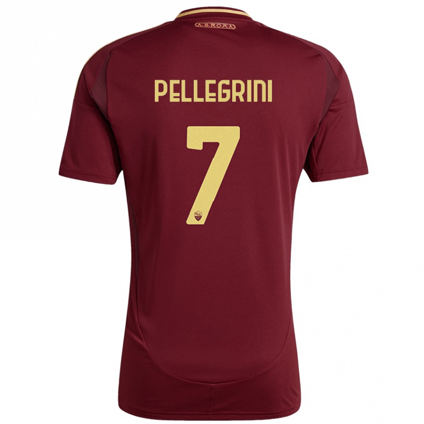 Kids Football Lorenzo Pellegrini #7 Red Brown Gold Home Jersey 2024/25 T-Shirt Za