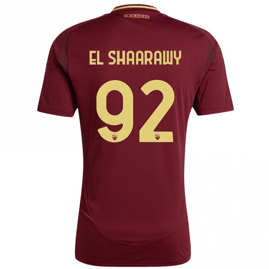 Kids Football Stephan El Shaarawy #92 Red Brown Gold Home Jersey 2024/25 T-Shirt Za