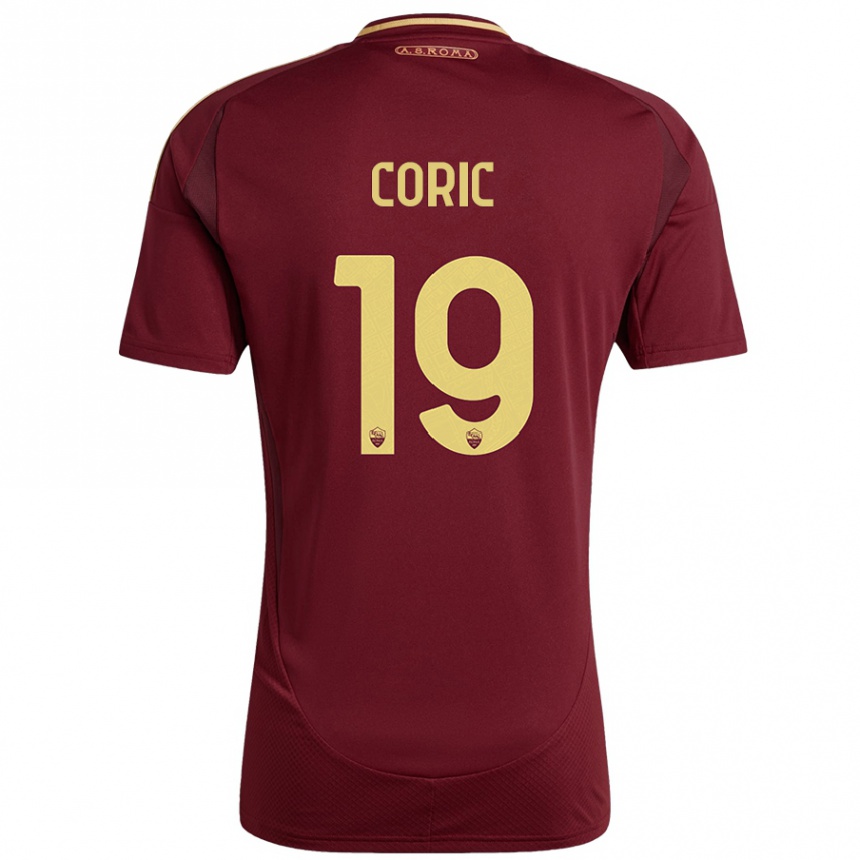 Kids Football Ante Coric #19 Red Brown Gold Home Jersey 2024/25 T-Shirt Za