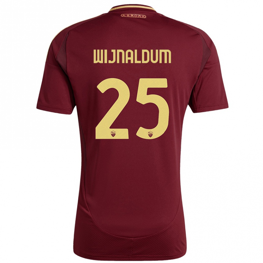 Kids Football Georginio Wijnaldum #25 Red Brown Gold Home Jersey 2024/25 T-Shirt Za