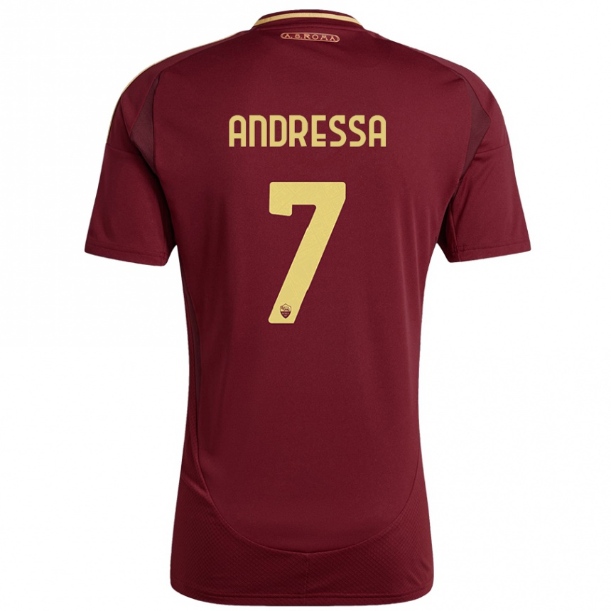 Kids Football Andressa #7 Red Brown Gold Home Jersey 2024/25 T-Shirt Za