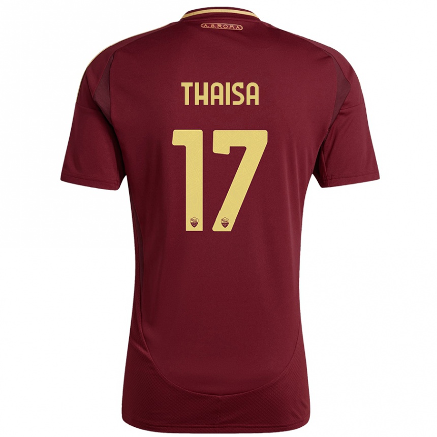 Kids Football Thaisa #17 Red Brown Gold Home Jersey 2024/25 T-Shirt Za