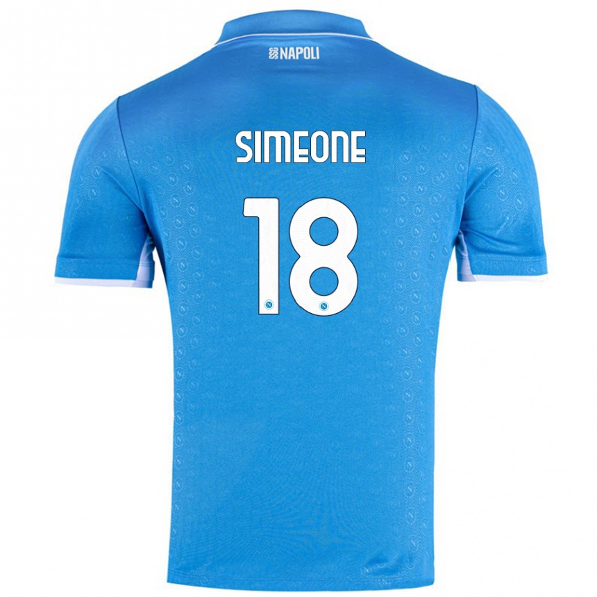 Kids Football Giovanni Simeone #18 Sky Blue Home Jersey 2024/25 T-Shirt Za