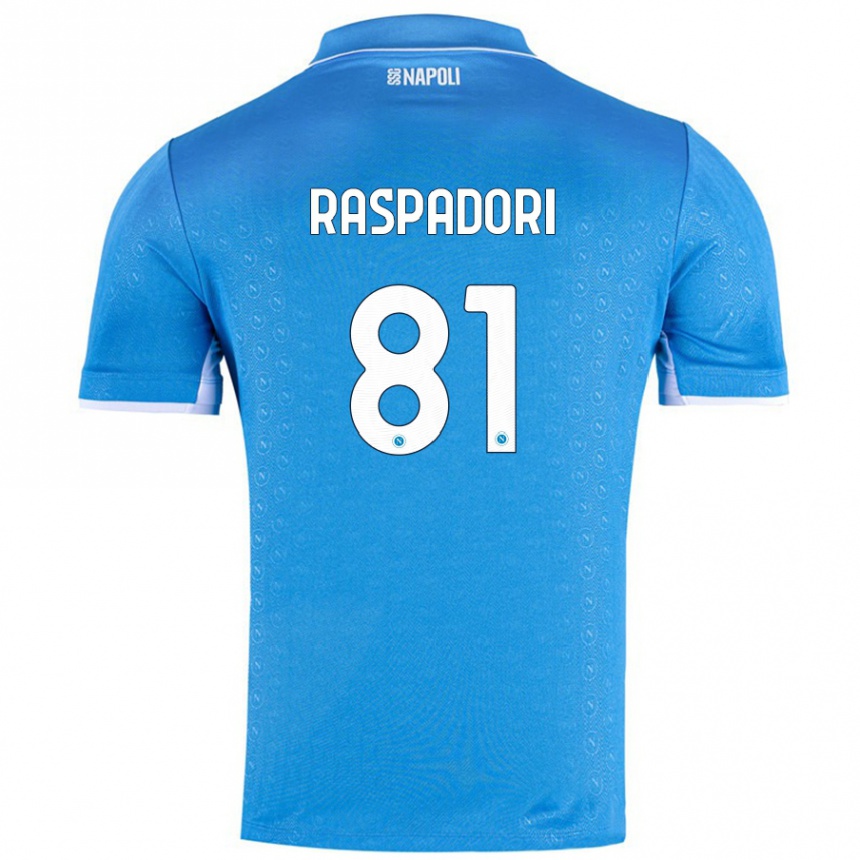 Kids Football Giacomo Raspadori #81 Sky Blue Home Jersey 2024/25 T-Shirt Za