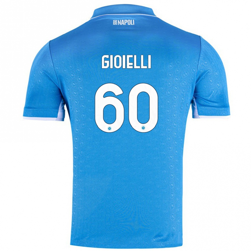 Kids Football Francesco Gioielli #60 Sky Blue Home Jersey 2024/25 T-Shirt Za